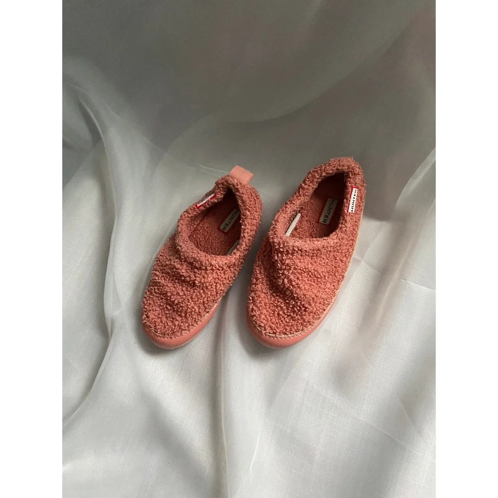 Hunter Sherpa Slip On Fuzzy Pink Shoes Clogs‎ Girl's 11 Preppy Winter Scandi Fur